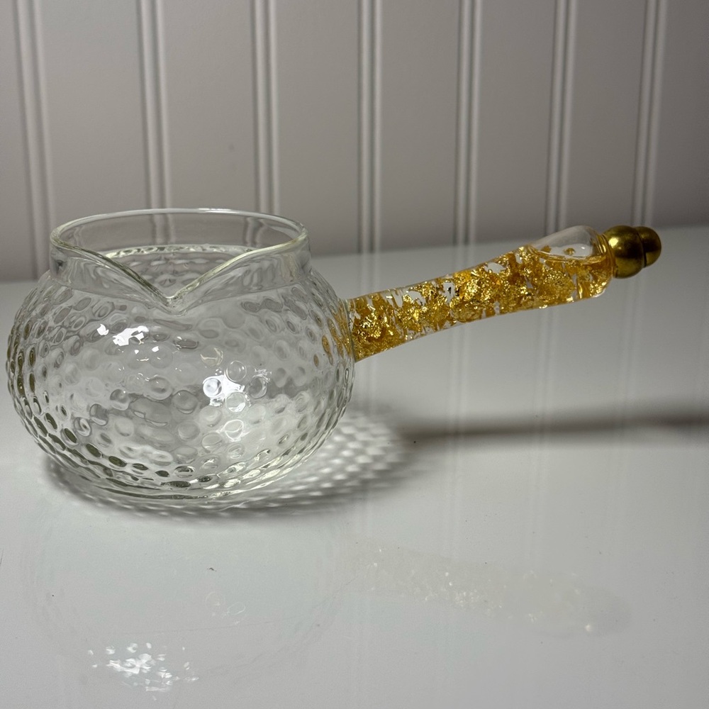 Clear Glass Tea Pot/Pitcher with Gold Handle